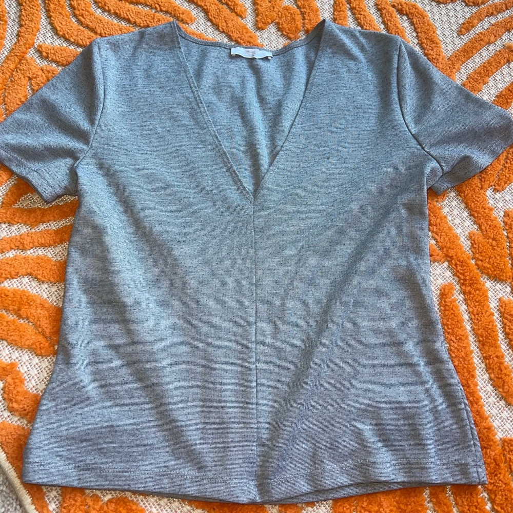 Zara Heather Gray V-Neck Top